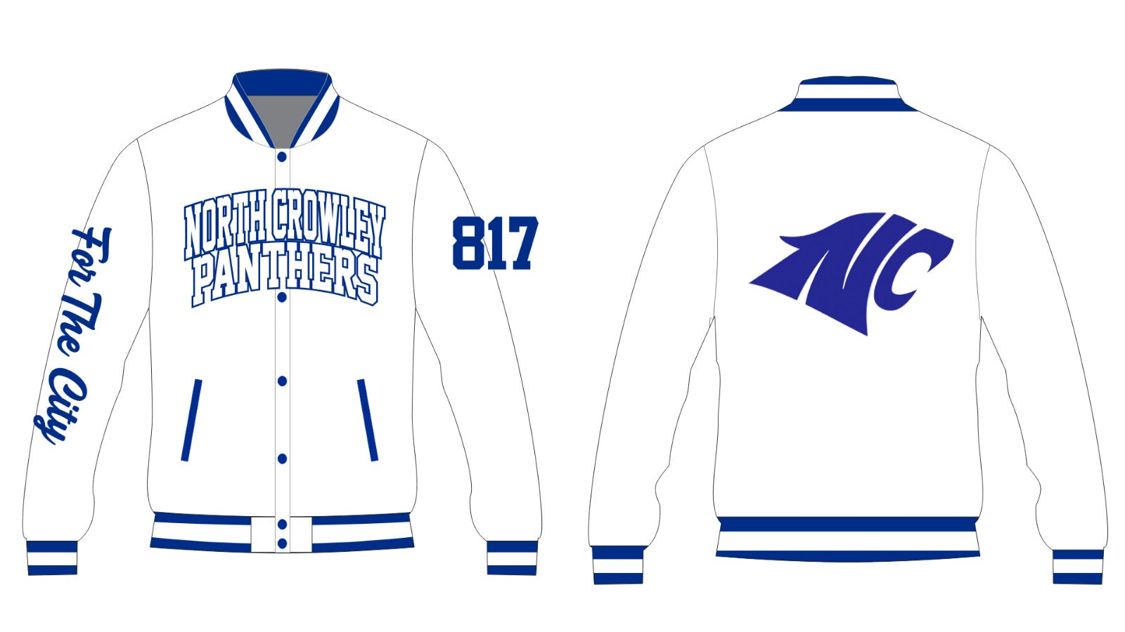 NORTH CROWLEY YK1K SATIN VARSITY JACKET CROPPED  WHITE PRE-ORDER