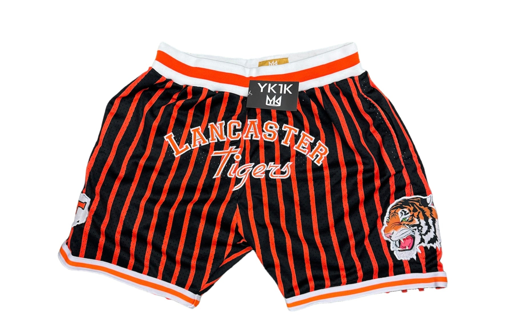 Lancaster  BASKETBALL SHORTS BLACK ORANGE PINSTRIPES