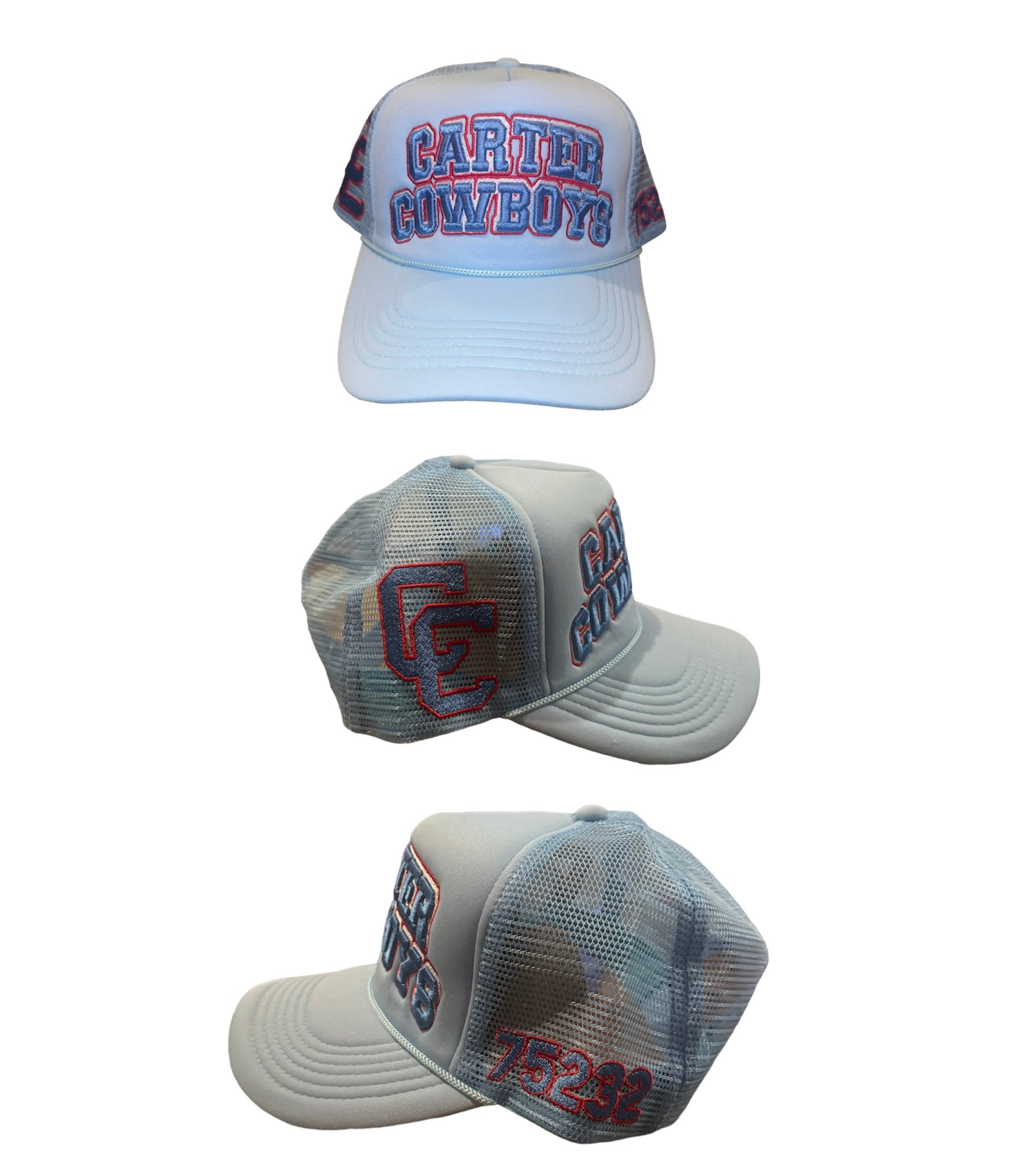 CARTER HIGH SCHOOL TRUCKER HATS BABY BLUE