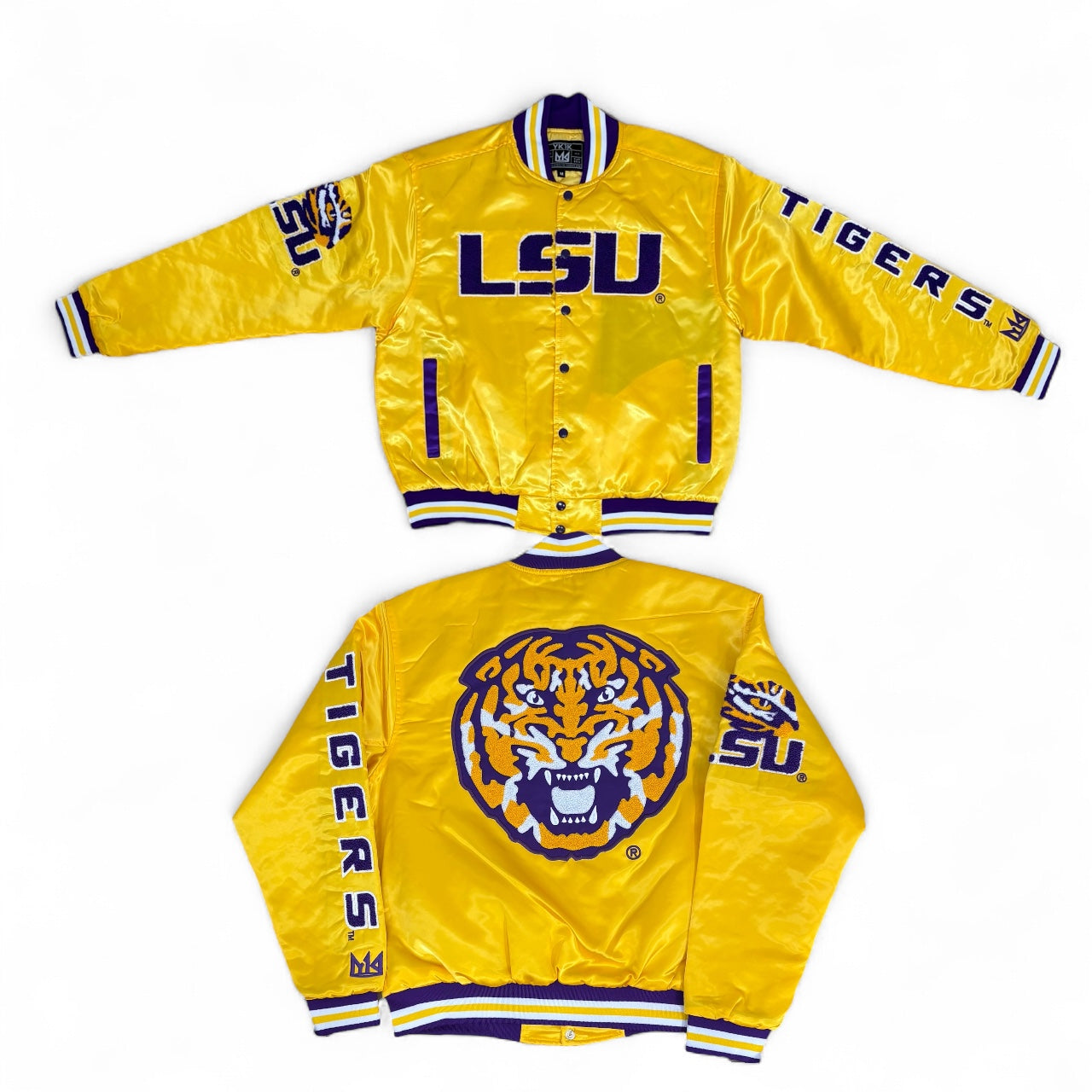 LSU YK1K SATIN VARSITY JACKET GOLD