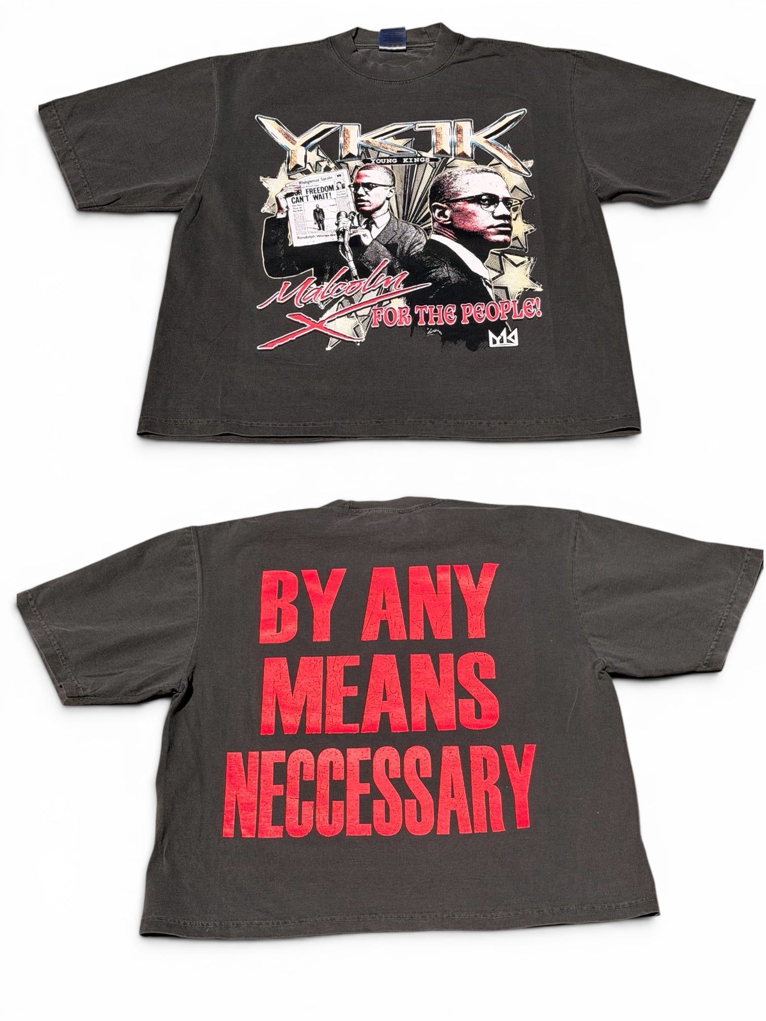 Malcolm X “By Any Means Necessary” Tee Acid Black