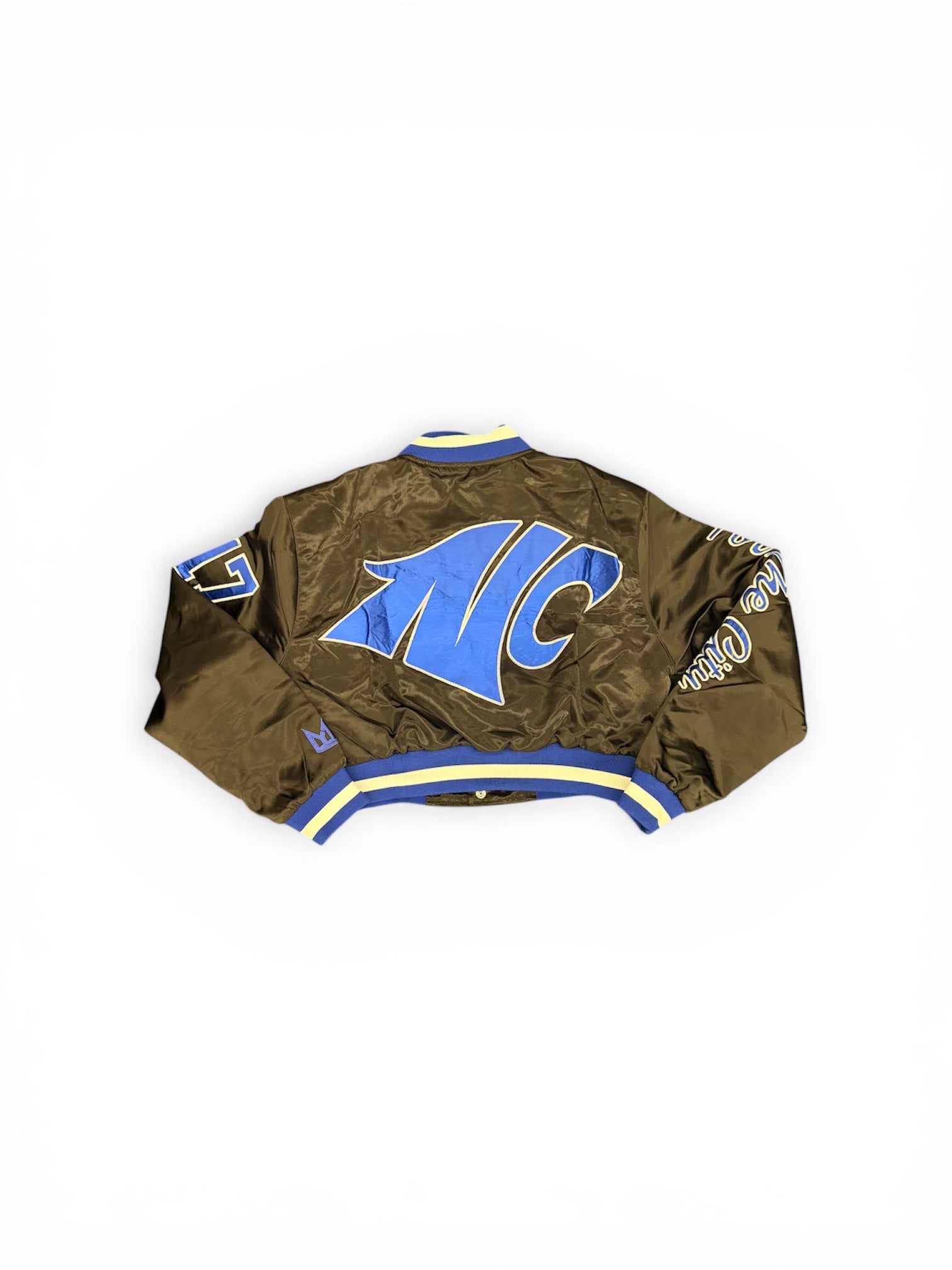 NORTH CROWLEY YK1K SATIN VARSITY JACKET CROPPED  BLACK