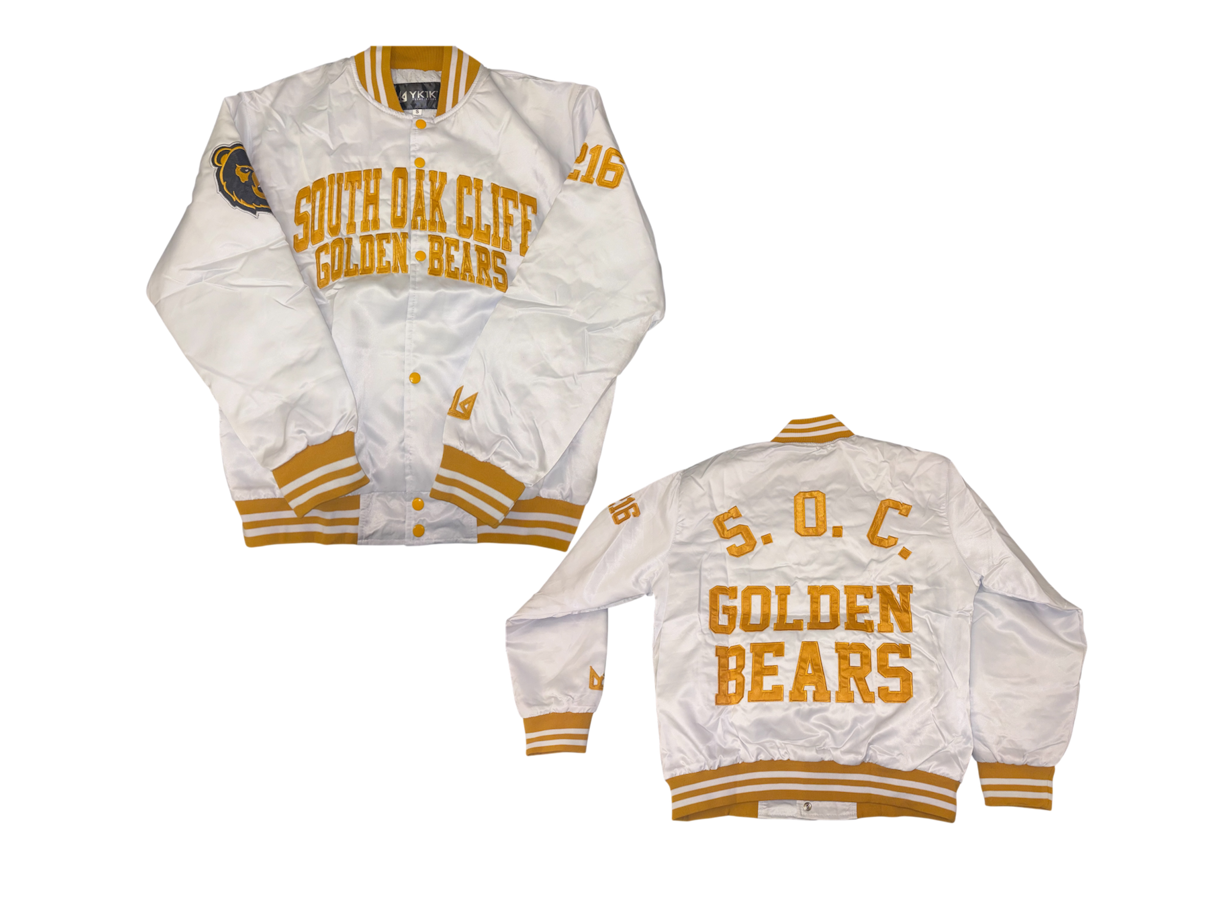SOUTH OAK CLIFF YK1K SATIN VARSITY JACKET White