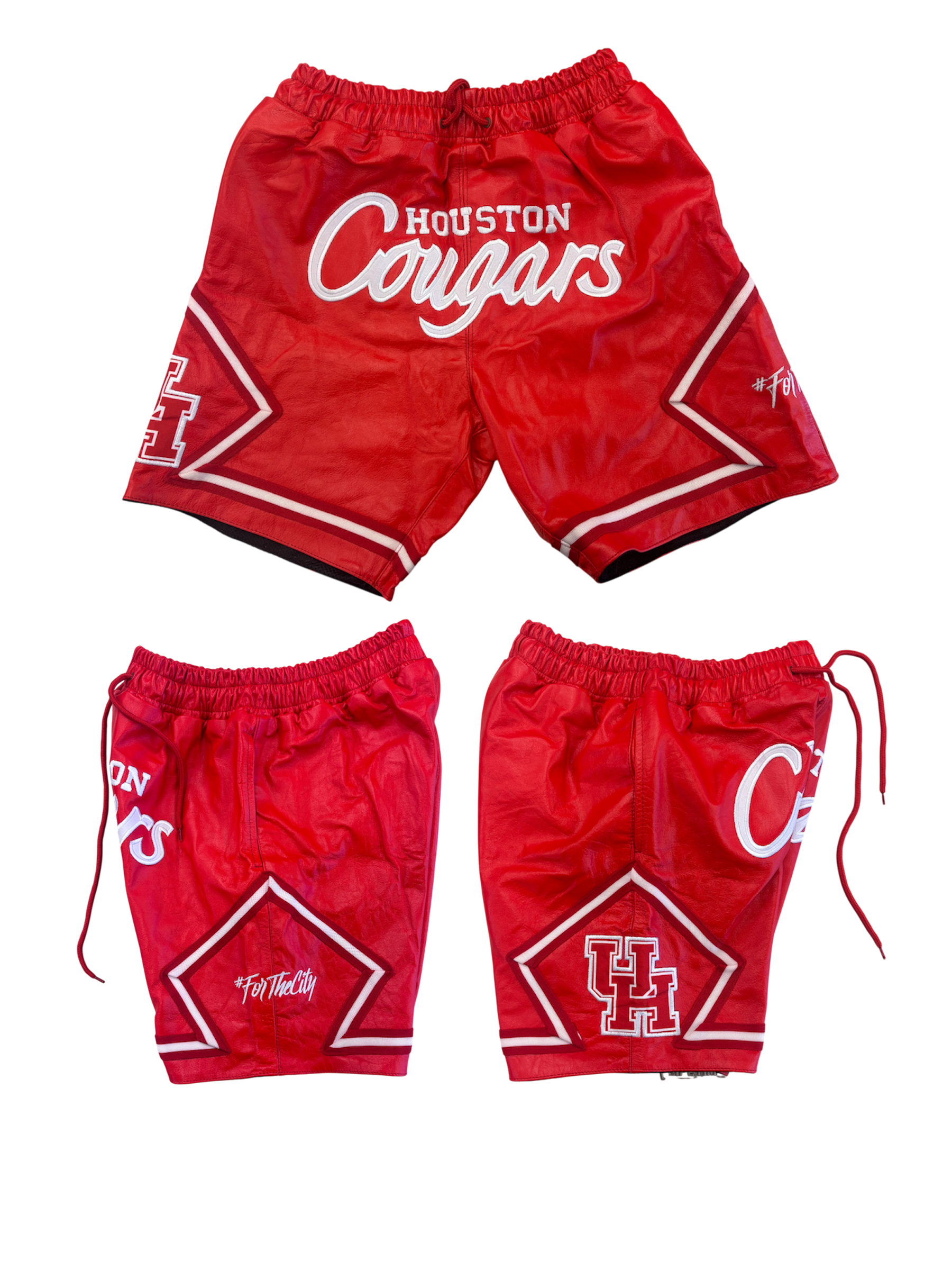 UNITERSTY OF HOUSTON Basketball Shorts RED LEATHER