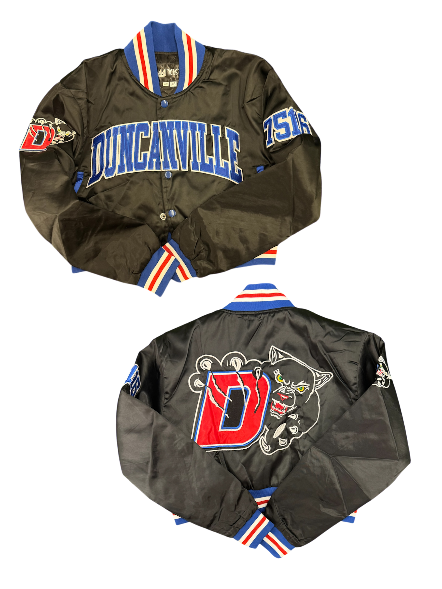 Duncanville  YK1K SATIN VARSITY JACKET CROPPED