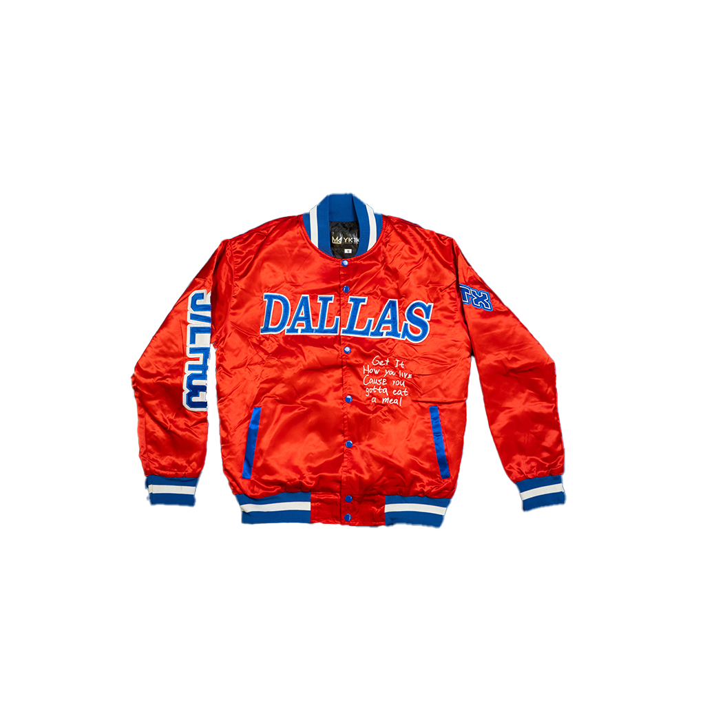 THIS IS DALLAS VARSITY JACKET RED