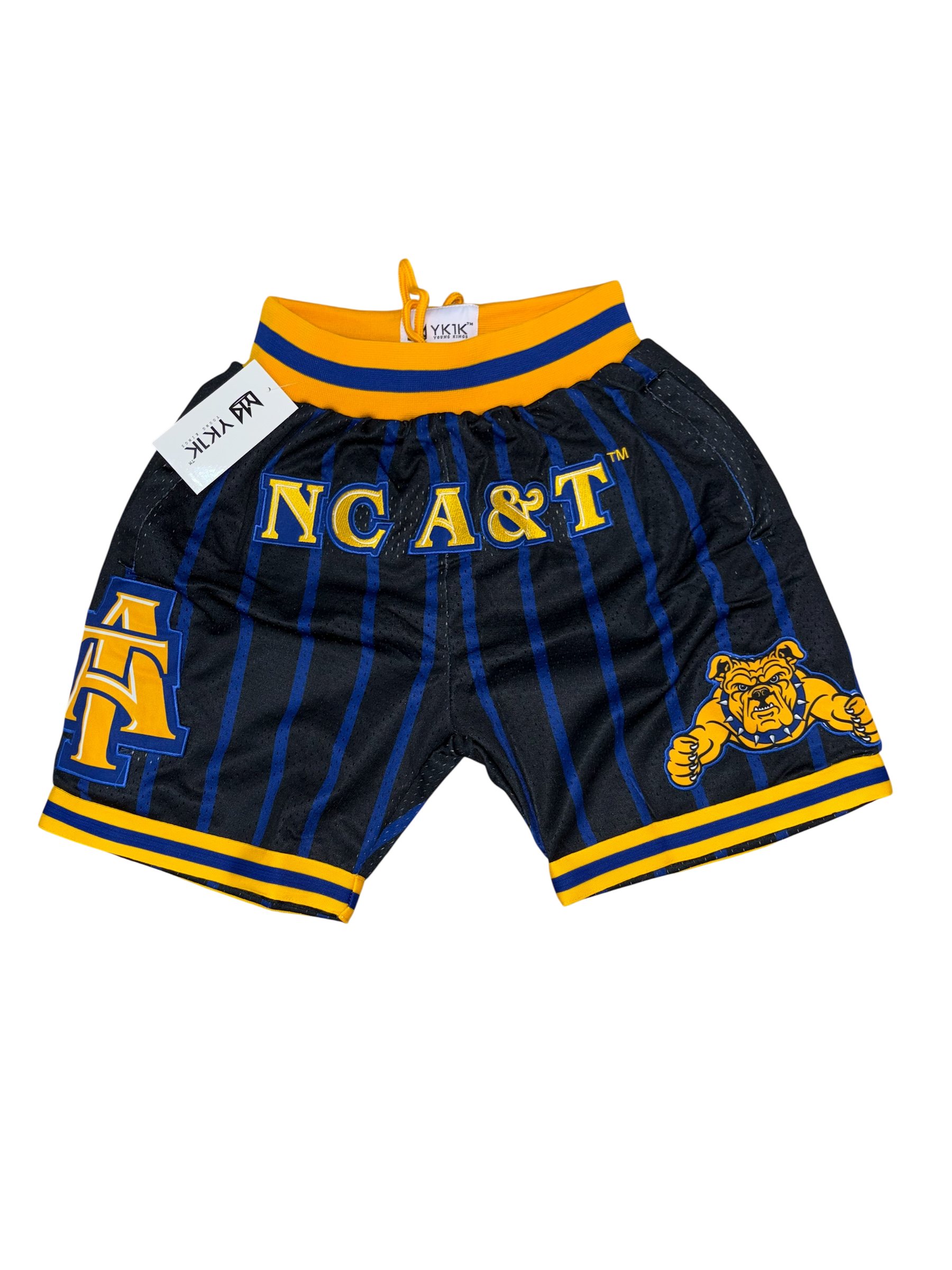 NCAT BASKETBALL SHORTS BLACK BLUE PINSTRIPES