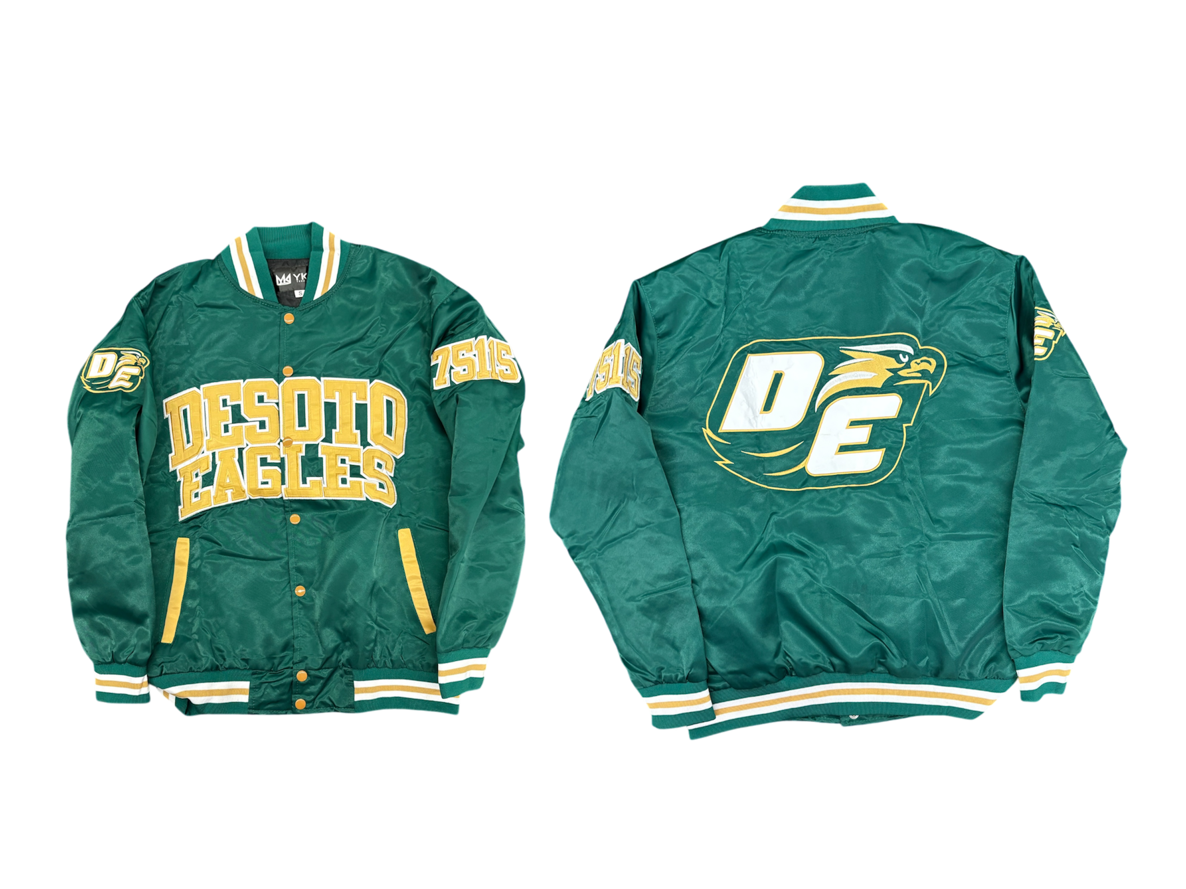 DESOTO YK1K SATIN VARSITY JACKET GREEN