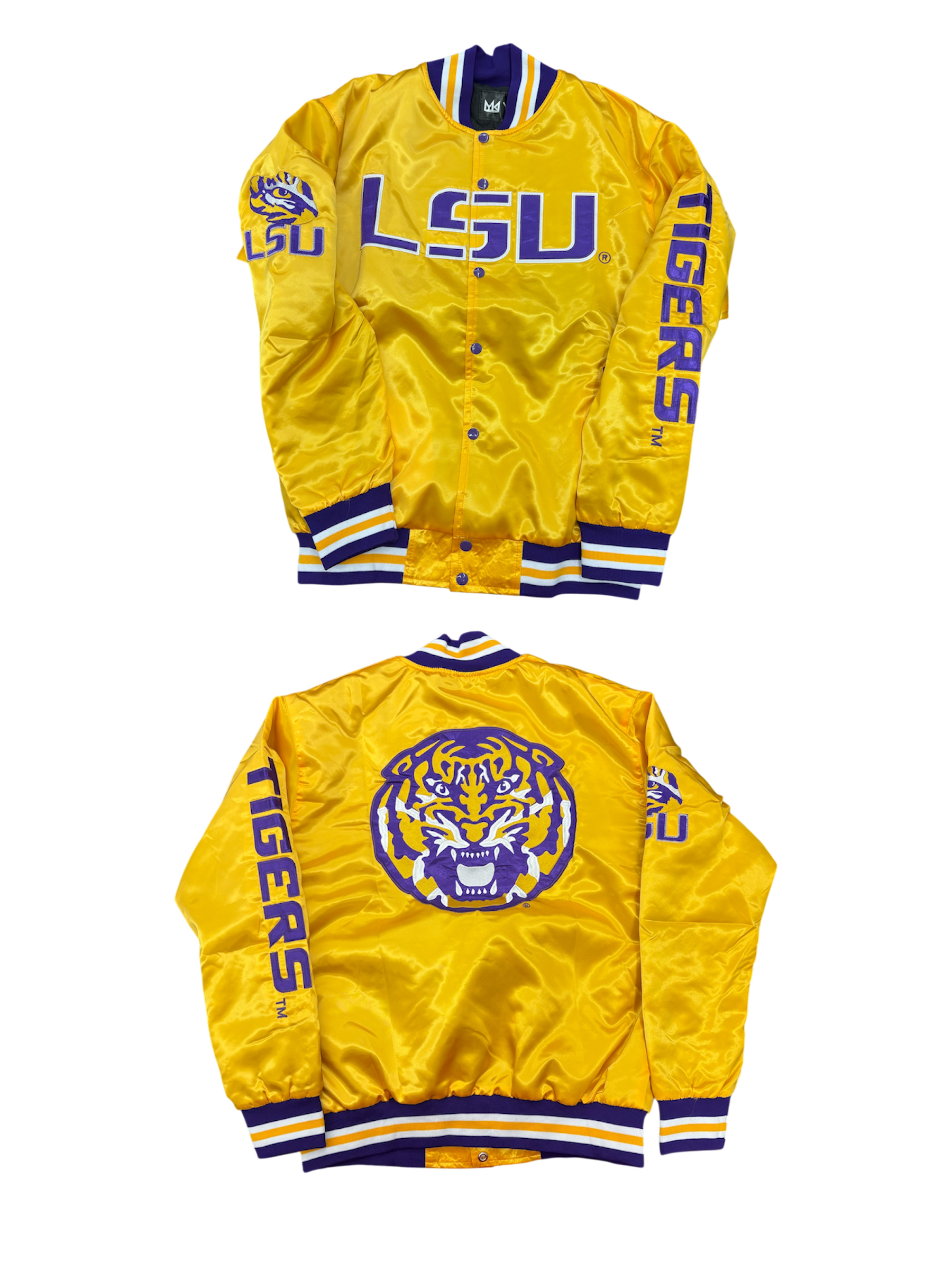 LSU YK1K SATIN VARSITY JACKET GOLD PRE-ORDER