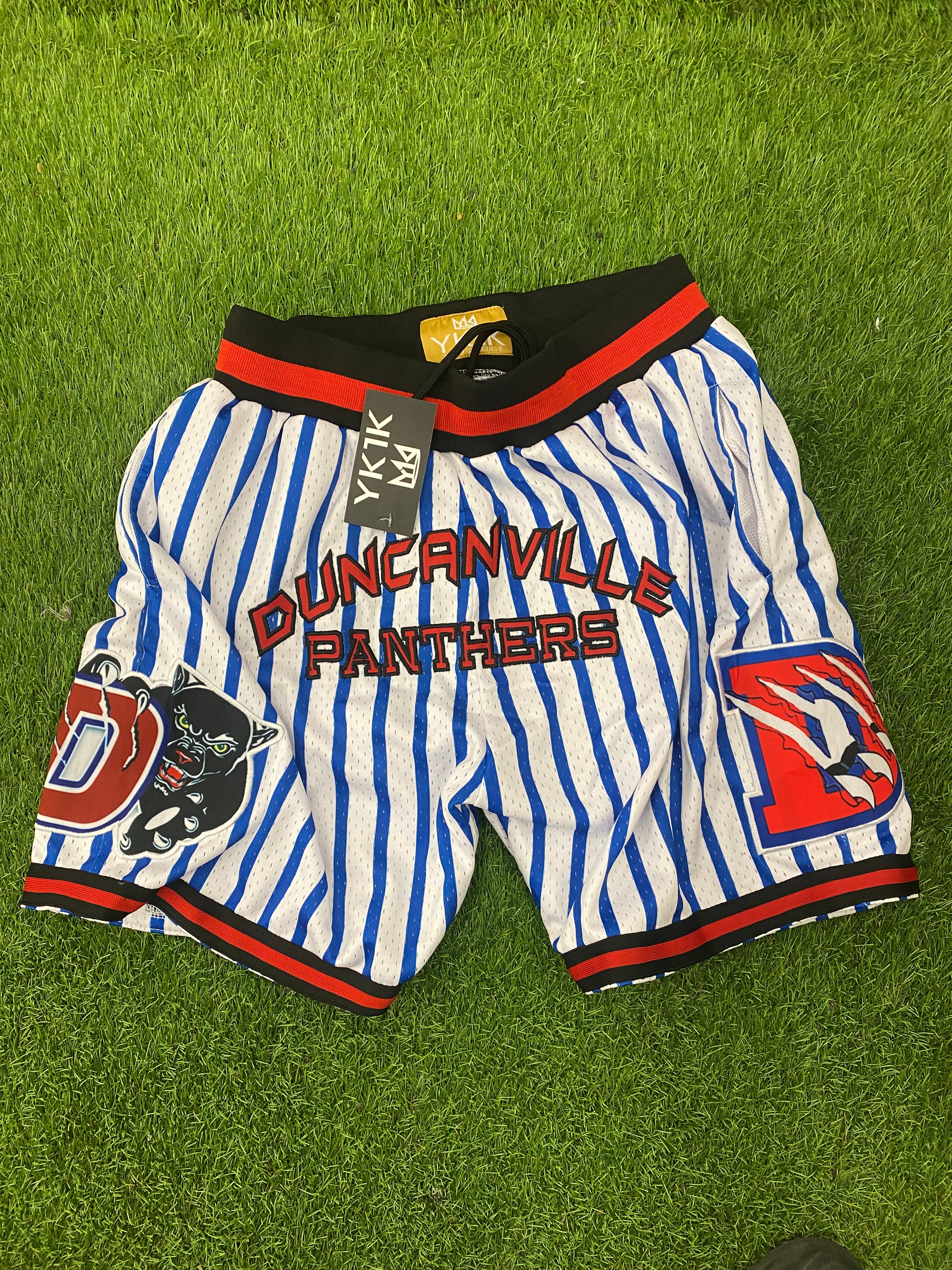 DUNCANVILLE BLUE BASKETBALL SHORTS WHITE/ BLUE PINSTRIPES