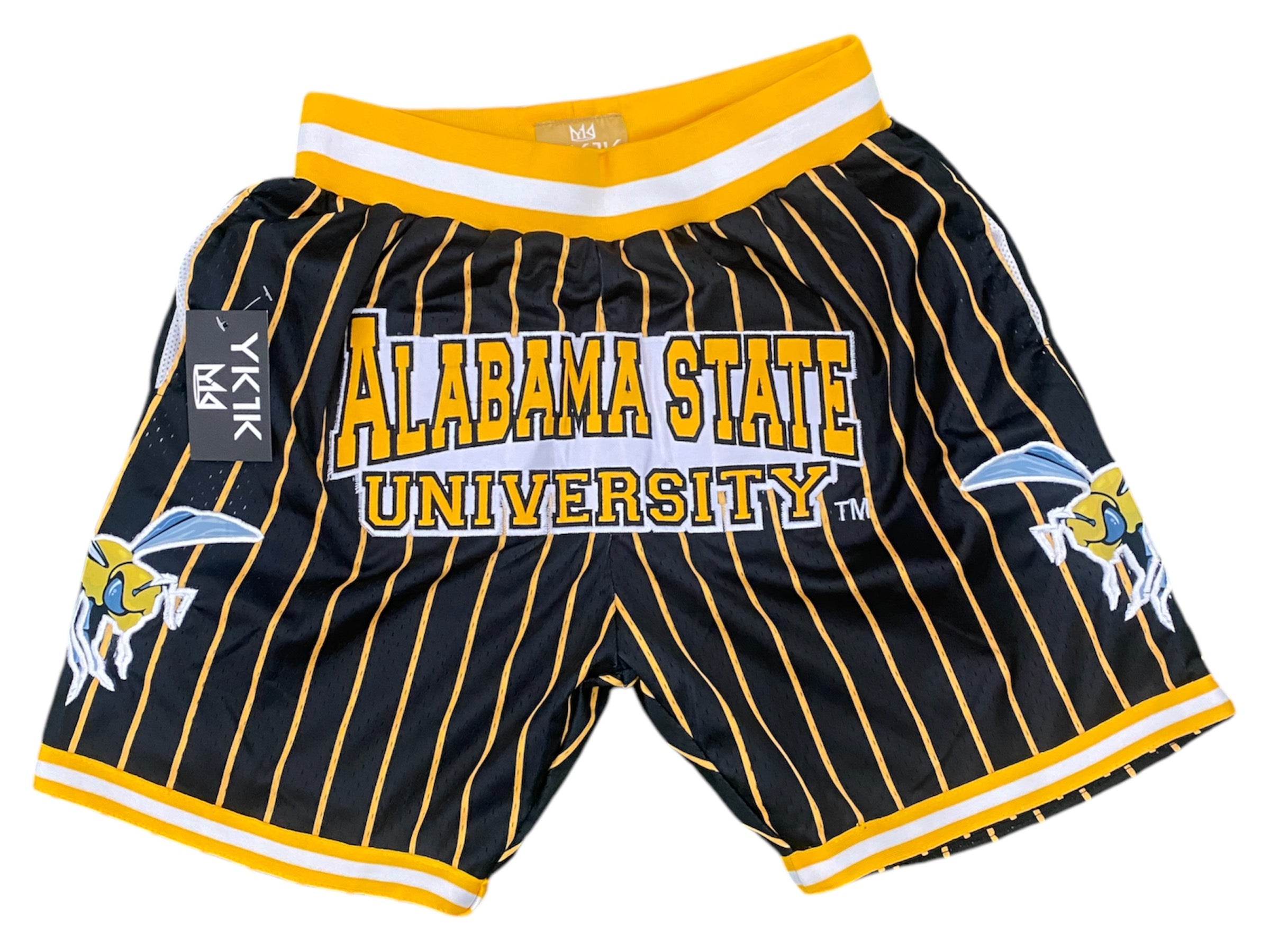 ALABAMA STATE UNIVERSITY BASKETBALL SHORTS BLACK GOLD PINSTRIPES