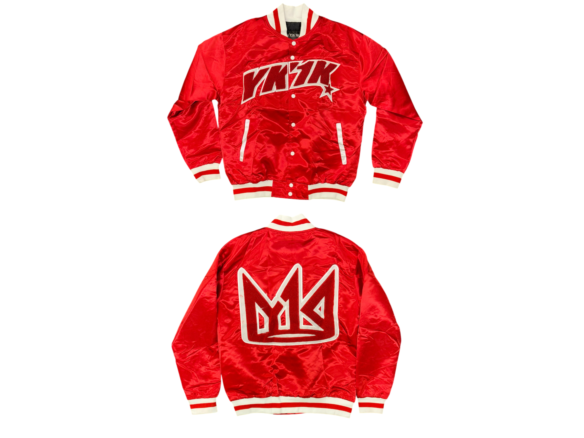 YK1K SATIN VARSITY JACKET RED 2.0