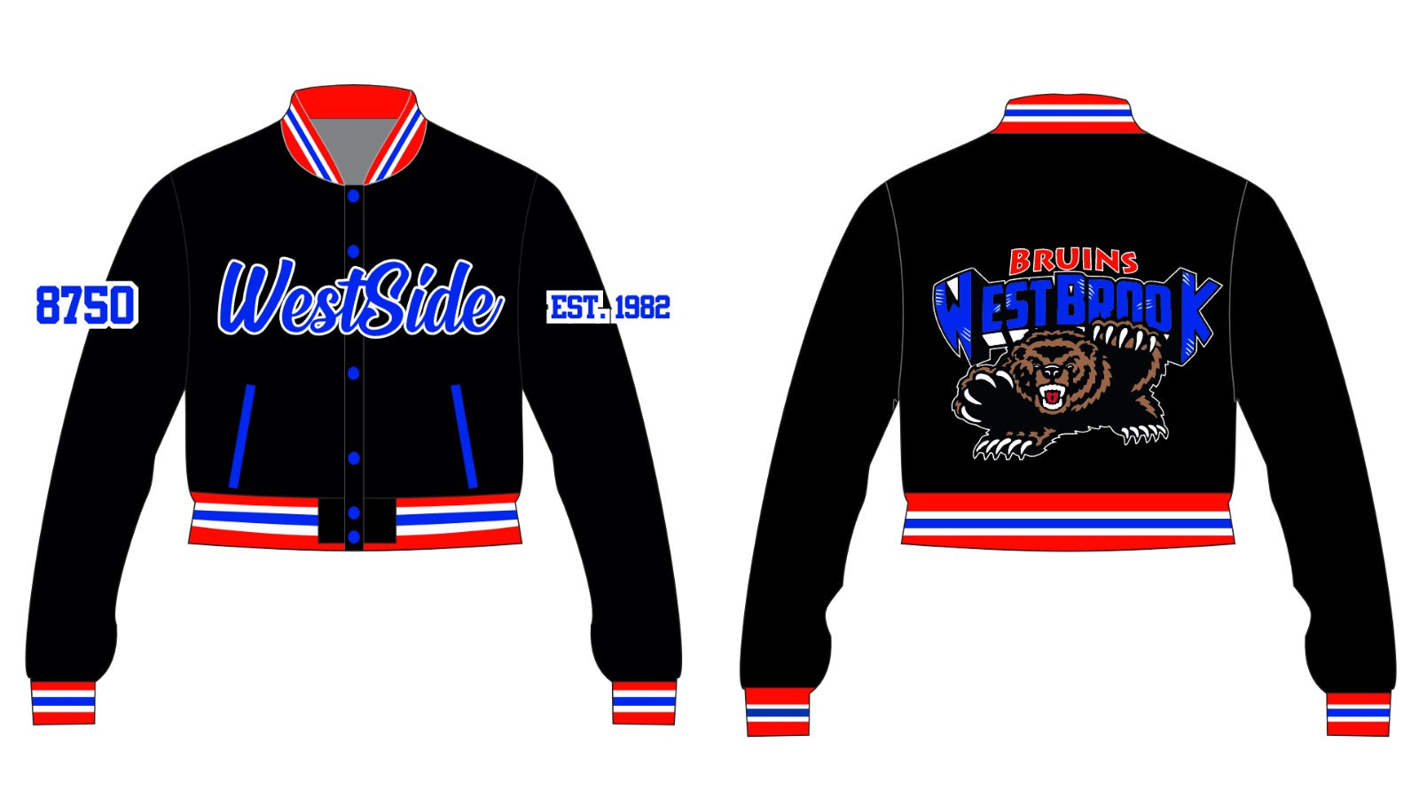 Westbrook YK1K SATIN VARSITY JACKET PRE-ORDER  WOMEN CROP BLACK