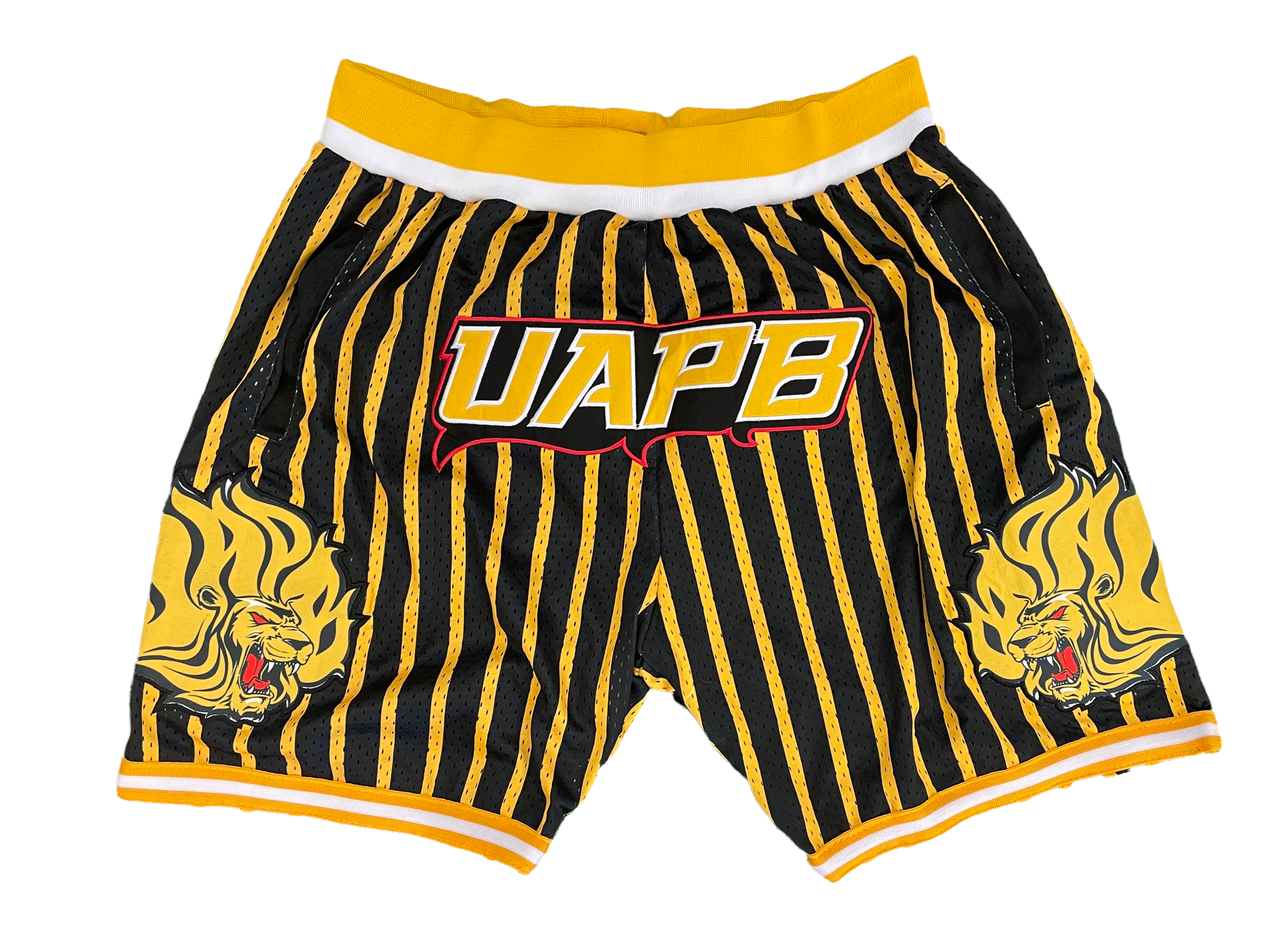 UAPB BASKETBALL SHORTS BLACK/ GOLD PINSTRIPES PRE-ORDER