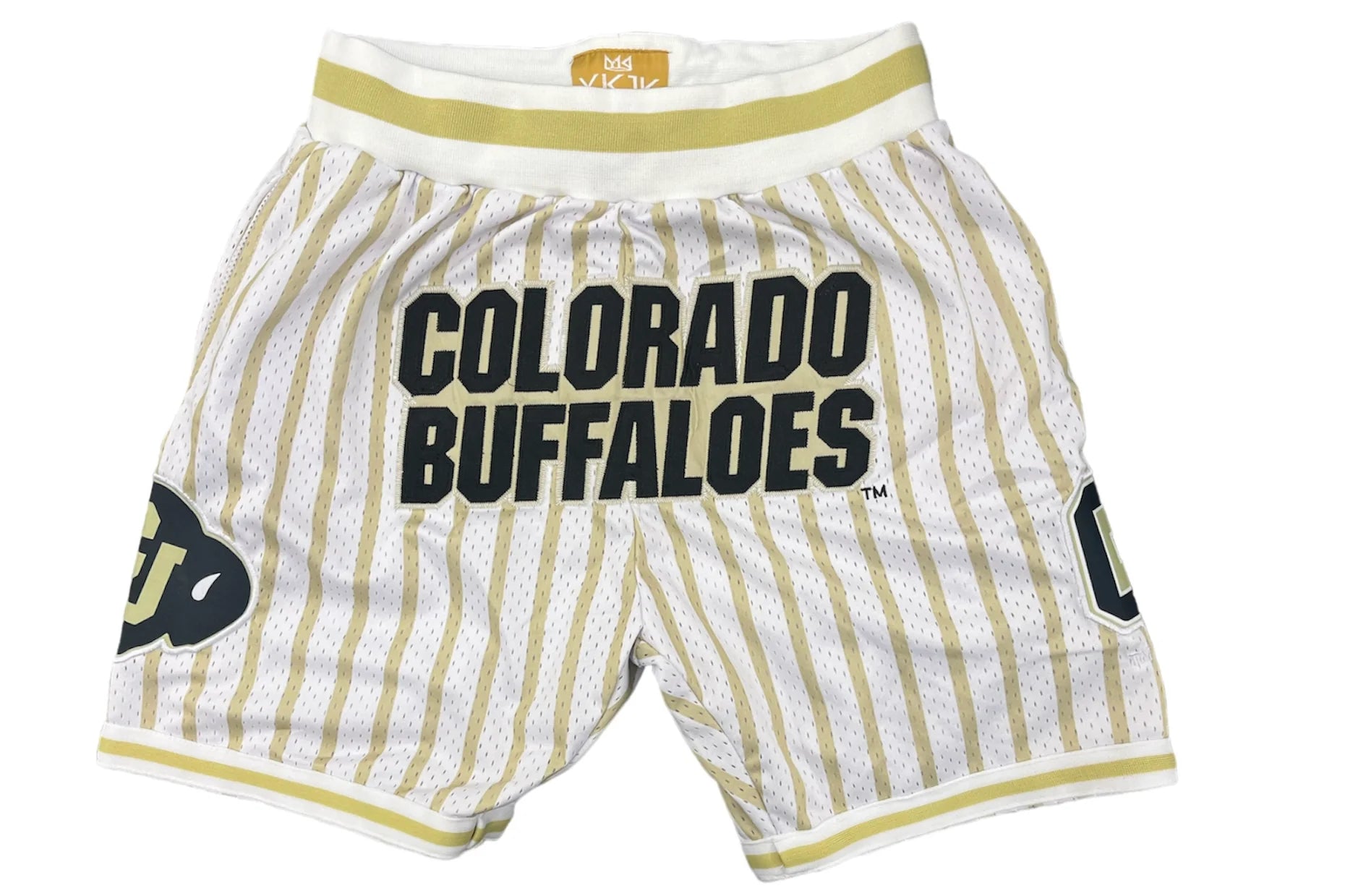 UNIVERSITY OF COLORADO BASKETBALL SHORTS WHITE PINSTRIPES PRE-ORDER