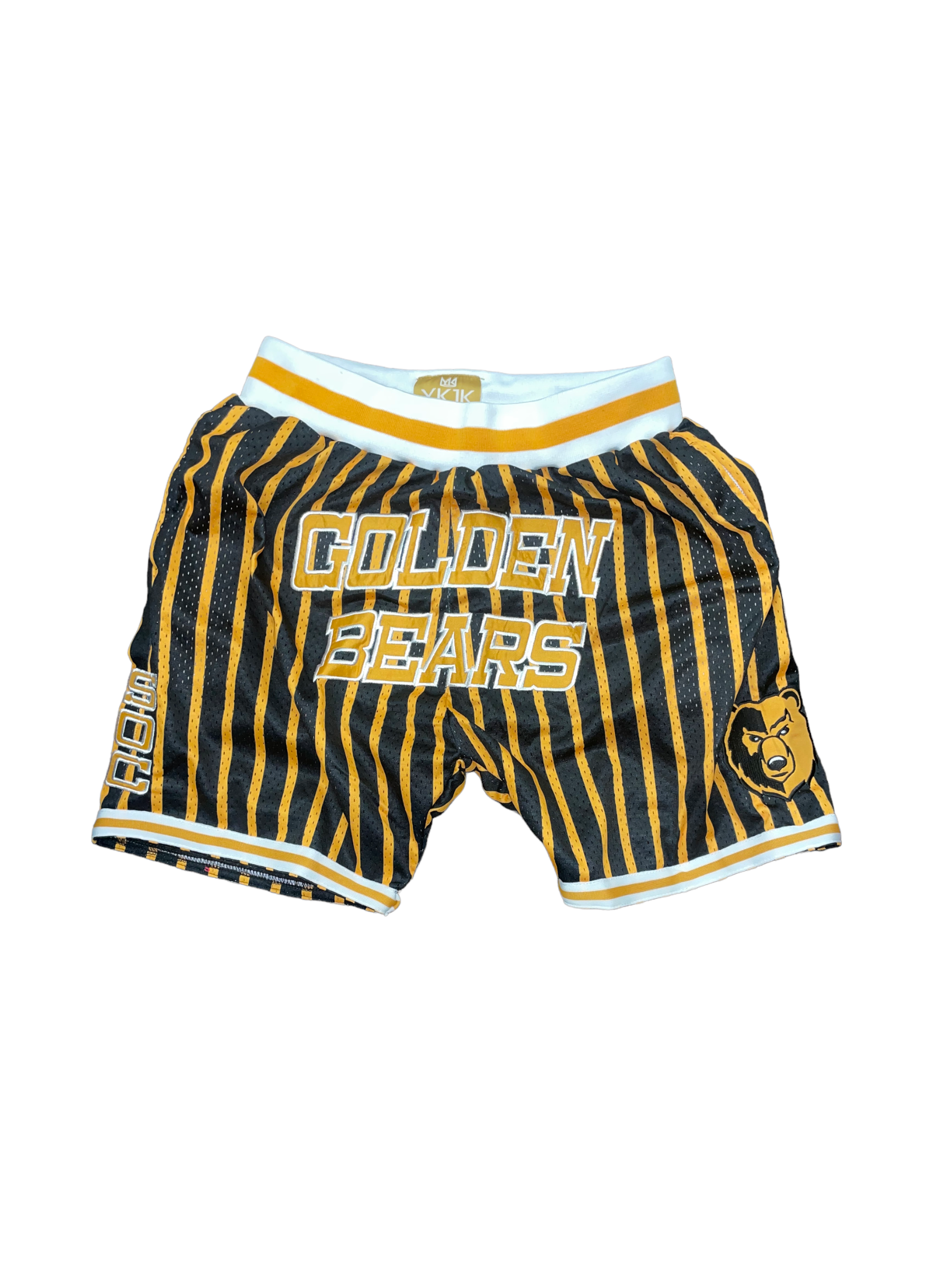 SOUTH OAK CLIFF 1.0 BASKETBALL SHORTS BLACK OLD GOLD PINSTRIPES