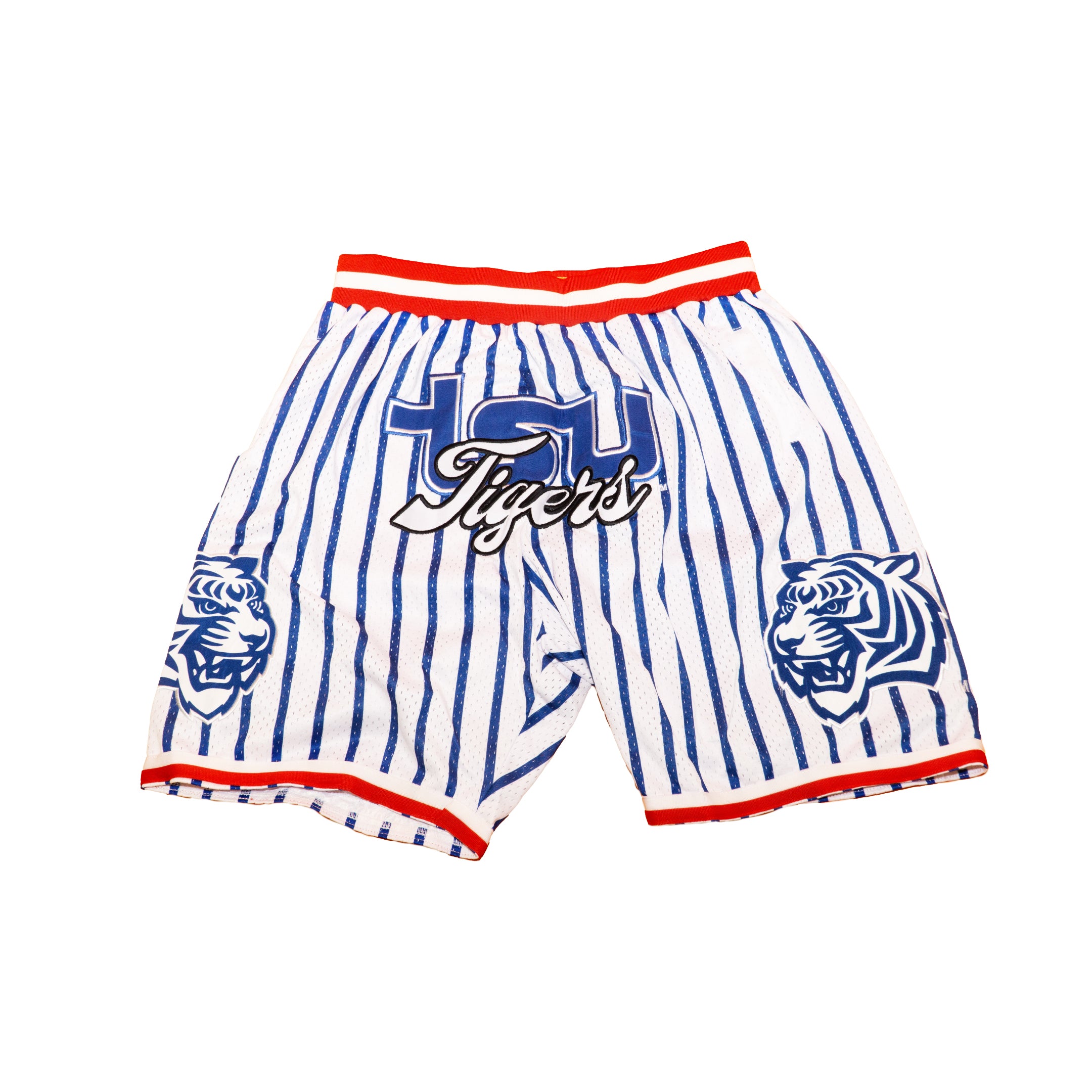 TSU TIGER BASKETBALL SHORTS NEW LOGO WHITE/BLUE PINSTRIPES