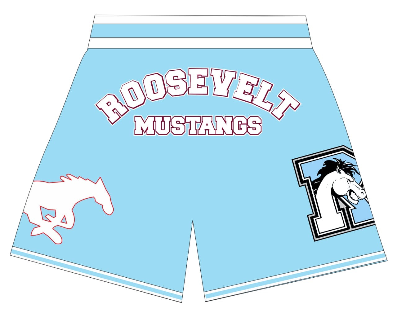 Roosevelt Mustangs BASKETBALL SHORTS COLUMBIA  BLUE PRE-ORDER